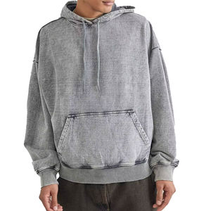 Haute qualité 100% coton lavé à l'acide à capuche OEM surdimensionné sweat respirant avec chaîne lavage à l'acide Vintage à capuche 2026 - Product Image 2