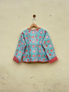 Indian Handmade Cotton <b>Jacket</b> Winter Wear Quilted Coat Reversible Stripe Piping <b>Jacket</b> <b>Women</b> Wear Indian Quilt Coat <b>Wedding</b> Gift - Product Image 4