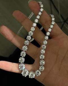 Cadena Cubana de Plata S925 con Incrustaciones de Diamantes Simulados VVS, Estilo Hip Hop, 3 Filas, 14mm 16mm 18mm 20mm, 100g - Product Image 1