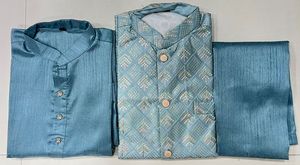 Design moderne tendance tenue à la mode lourde Banglori soie Kurta Payjama & Koti avec de lourdes paillettes de broderie travail à vendre - Product Image 6