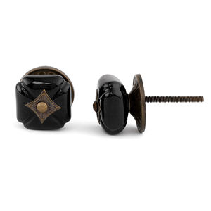 SHUBHAM Modern <b>Black</b> Ceramic Drawer Knob Handmade Adjustable Decorative <b>Cabinet</b> Pull for Bedroom Bathroom Brass Kitchen Dresser - Product Image 2