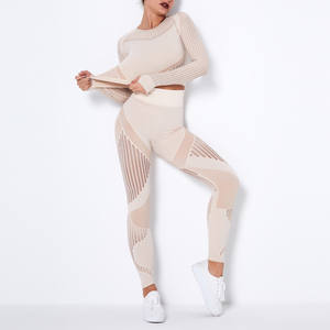 Alta calidad reciclar 2025 ropa de gimnasio mujeres deportes gimnasio conjunto mujeres señoras ropa activa conjuntos Yoga deporte conjunto para mujeres manga larga - Product Image 6