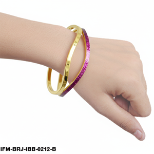 กำไลข้อมือทองเหลืองทำมือ ลายคลื่น สองสี ทองและสีม่วงแดงเคลือบเงา กำไลอินฟินิตี้ สไตล์โมเดิร์น มินิมอล สำหรับผู้หญิง - Product Image 6