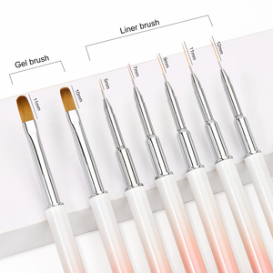 New Arrival <strong>Nail</strong> Supplier Pearl White Painting Color Ombre Oval Gel <strong>Brush</strong> Ultra Thin <strong>Nail</strong> Details Strip Liner <strong>Nail</strong> <strong>Brush</strong> <strong>Set</strong> - Product Image 4