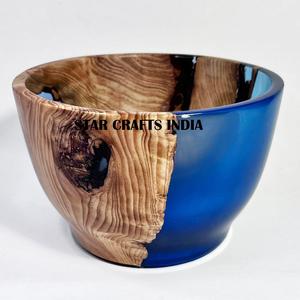 Saladier rond en résine de couleur cristal Bold Edge Design saladier hôtel cuisine vaisselle bol en bois maison et cuisine - Product Image 1