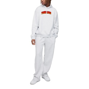 Ensemble 2 pièces à capuche surdimensionné pour hommes, tenue décontracté, pull, survêtement 100% coton, polaire, coupe ample, épaules tombantes, costume jumeau pour homme - Product Image 4