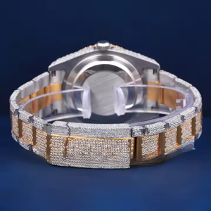 Reloj de cuarzo con tachuelas de diamantes Moissanite, reloj de lujo de alta calidad con esfera árabe, reloj de dos tonos para hombres - Product Image 4