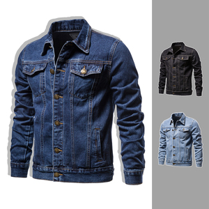 Veste bomber utilitaire en jean délavé soleil pâle pour homme, personnalisée en usine, vestes en jean d'automne pour homme - Product Image 2
