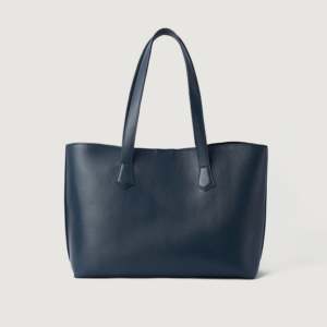 High Quality Genuine Leather Solid Color Fashion Tote Bag for Women-Bianca Blue - Product Image 4