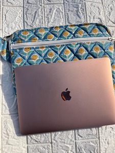 Custom Size Logo Cotton Padded Zipper Laptop <b>Tablet</b> Protection <b>Sleeve</b> Pouch Bag Quilted Cotton Good Quality Laptop Organizer Bag - Product Image 4