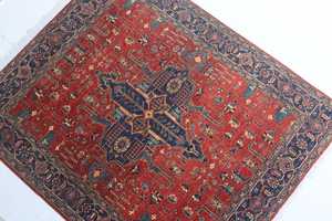 Alfombra de Área Personalizada de 8x9 de Alta Venta Hecha a Mano de Lana Roja Tejida a Mano Estilo Bohemio Vintage de Alta Calidad para Piso de Sala de Estar - Product Image 4