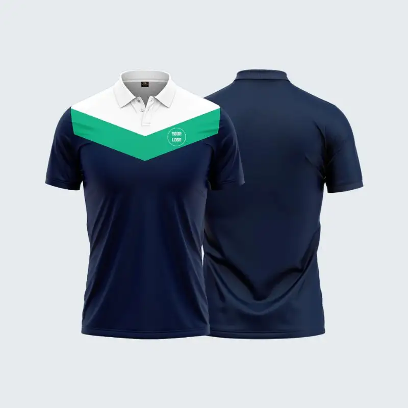 100% polyester màu xanh hải quân tùy chỉnh quần vợt Polo T-Shirt nhiều cổ áo tùy chọn không giới hạn bảng màu & tùy chỉnh