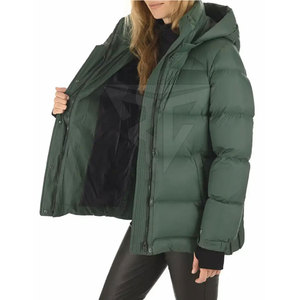 Veste d'hiver matelassée pour femme en nylon/polyester tricoté solide de haute qualité, imperméable, respirante, à capuche, couleurs personnalisées, dernières tendances - Product Image 4