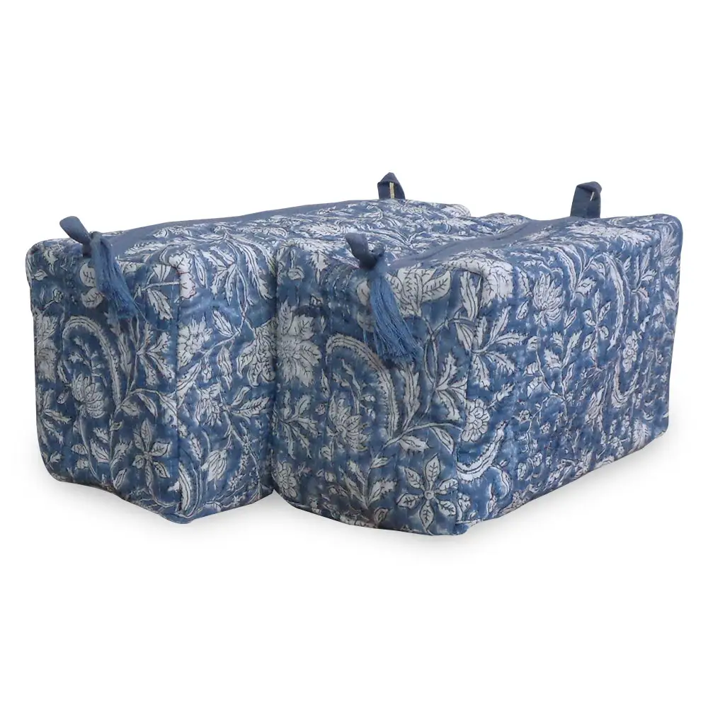 2024 chất lượng cao màu xanh Paisley Ấn Độ bông Pouch Túi Túi mỹ phẩm để bán ở mức giá tốt nhất