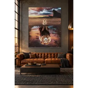 Impression sur toile : Lionceau Fida voyant son reflet dans une boue - Product Image 5