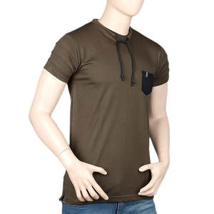 เสื้อยืดคอกลมแขนสั้นผู้ชาย - สีเขียวเข้ม - Product Image 1