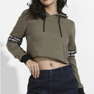 Haute qualité femmes pull haut court à capuche couleur unie pour les entraînements de gymnastique course et entraînement col à capuche pour l'automne - Product Image 1