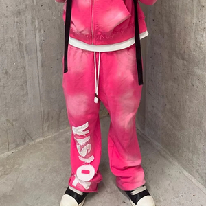 Streetwear en coton lourd OEM Vente en gros Pantalons pour hommes Pantalons de survêtement évasés personnalisés délavés au soleil avec logo brodé - Product Image 6