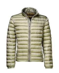 Veste matelassée légère pour homme en vert olive avec fermeture éclair sur le devant, manteau chaud matelassé en duvet, vêtement d'extérieur décontracté pour l'hiver - Product Image 1