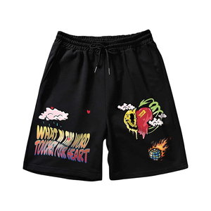 กางเกงขาสั้นผ้าฝ้ายของผู้ชายกางเกงขาสั้นทรงหลวมซีดซีดจางใส่ในฤดูร้อนกางเกงฮิปฮอปเฟรนช์เทอร์รี่ - Product Image 6