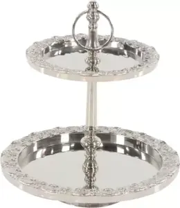 Support à gâteau et à dessert à 3 niveaux en acier inoxydable poli miroir fait à la main Support à gâteau de mariage rond de grande taille au design merveilleux - Product Image 1