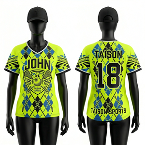 Jersey de Lacrosse para Mujer, Premium, 180 GSM, Poliéster Transpirable, Color Verde Coral, Diseño Geométrico de Paneles, Logotipo Personalizado por Sublimación - Product Image 3