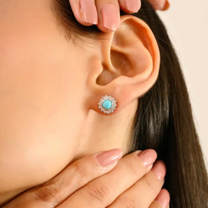 Boucles d'oreilles clous tendance en argent sterling 925 pur avec turquoise naturelle pour fêtes et mariages – Meilleures ventes - Product Image 4