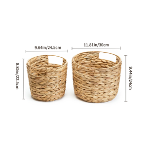 Cesta de almacenamiento de jacinto de agua natural con asa Cestas de jacinto de agua de tamaño personalizable para decoración de dormitorio de Vietnam - Product Image 5