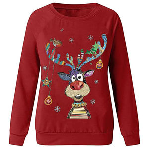 Sweat-shirt de Noël moche pour femme, logo personnalisé OEM, manches longues, impression numérique écologique, col rond - Product Image 2