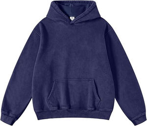 Sweat à capuche surdimensionné personnalisé pour hommes, pull en coton avec strass et broderie vieilli, sweat à capuche streetwear lourd - Product Image 1