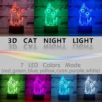 Lampe de nuit intelligente en acrylique 3D personnalisée avec illusion d'optique, motif chat, LED, mignonne, pour enfants, cadeau de Noël, décoration de chambre, base LED