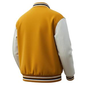 Chaqueta universitaria de lana al por mayor, elegante chaqueta de Letterman con puños y dobladillo acanalados - Product Image 3