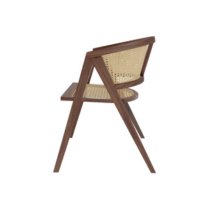 Modern Solid Teak Wood Dining <b>Chair</b> with Natural <b>Rattan</b> Woven Seat Backrest Waterproof for Indoor & <b>Outdoor</b> Use - Product Image 3