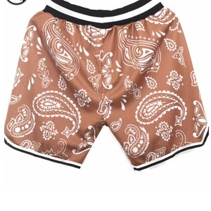 กางเกงขาสั้นเล่นบาสเก็ตบอลของผู้ชายกางเกงขาสั้นกันเหงื่อแบบลำลองพิมพ์ซับลิเมชันแบบอเมริกัน100% ผ้าโพลีเอสเตอร์ตาข่ายผ้ายืดหยุ่นได้สำหรับ2024ใหม่ - Product Image 4