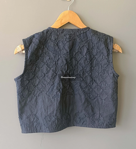 Chaleco corto de algodón sin mangas acolchado Vintage para mujer, prendas de vestir exteriores de retazos con bolsillos, temporada de primavera personalizable - Product Image 4