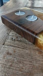 Portavelas Decorativo Hecho a Mano de Resina y Madera Maciza para el Hogar, Sala de Estar, Dormitorio, Mesa, Decoración de Interiores - Product Image 2