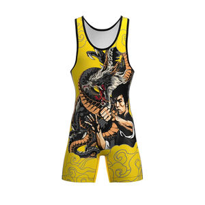 Combinaison de lutte personnalisée, résistante à la décoloration, extensible, impression par sublimation, vêtements de sport pour adultes, arts martiaux, logo frontal, sans couture - Product Image 1