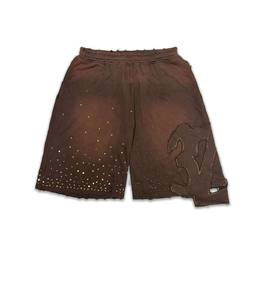Pantalones Cortos de Punto de Cintura Alta Personalizados con Efecto Desgastado, Bordado y Pedrería con Patrón de Letras, 100% Algodón para Hombre - Product Image 6