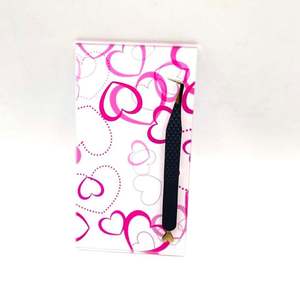 Tuile à cils personnalisable en acrylique avec aimants, motif cœur rose et blanc, spéciale Saint-Valentin, impression personnalisée, logo personnalisé - Product Image 2