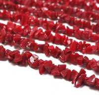 Perles en forme de copeaux de corail rouge, forme irrégulière, 4-5 mm, perles de pierres précieuses en forme de pépites non taillées pour la fabrication de bijoux, en provenance d'Inde, 34 pouces
