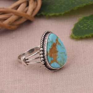 Oxidized Sterling Silver Kingman <b>Turquoise</b> <b>Ring</b> Handmade Luxury Boho Southwestern Wedding Jewelry Vintage Style Gift Her - Product Image 3