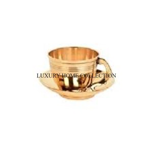 Tasses et soucoupes en laiton durable avec finition de haute qualité adaptées aux collections de service de thé et de café de luxe - Product Image 2