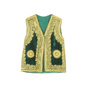 Velours noir avec motif de broderie disponible en plusieurs couleurs manteau de taille pour hommes afghans manteau de taille en velours traditionnel afghan - Product Image 1