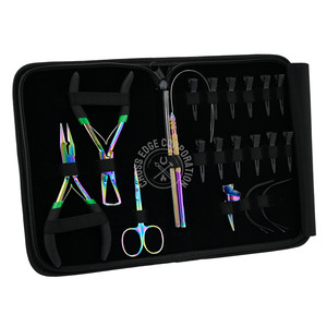 Kit d'outils d'extension de cheveux avec logo personnalisé avec étui pince à microbilles crochet de boucle perles fil ciseaux crochet de boucle 12 pièces ensemble d'aiguilles - Product Image 1