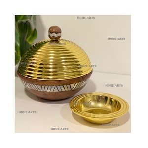 Juego de 2 cuencos de metal para servir postres con soporte de madera, cuenco de dulces de tamaño personalizado de Calidad exclusiva en la India - Product Image 4