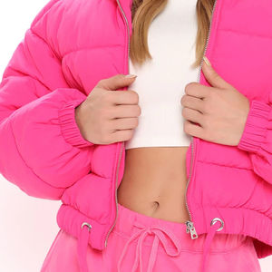 Chaquetas acolchadas cálidas de invierno para mujer, abrigo de algodón con cremallera sólida, cortavientos, decoración bordada, diseño impreso, lona de punto - Product Image 5