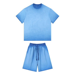 Ensemble d'entraînement de gym deux pièces personnalisé pour hommes, t-shirt et short en coton polyester respirant, vêtements de rue d'été - Product Image 3