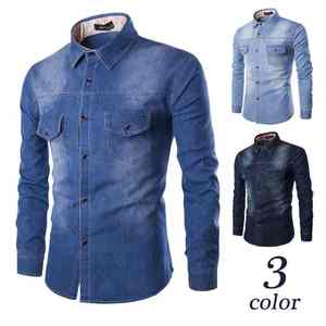 Men Cotton Casual Slim Fit Shirt High Quality Street wear Denim Breathable And Anti Wrinkle Wholesale Denim Shirt - Product Image 5