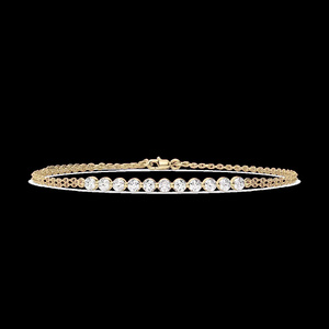 Bracelet en or pur 14 carats avec 1 carat de diamant rond de taille ronde cultivé en laboratoire certifié IGI et GIA, serti à griffes, onze pierres, 7 pouces - Product Image 2