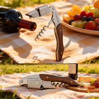 Tire-bouchon et bouchon à vin en bois de noyer personnalisé, ouvre-bouteille multifonction en bois de noyer, coffret cadeau pour bar et restaurant